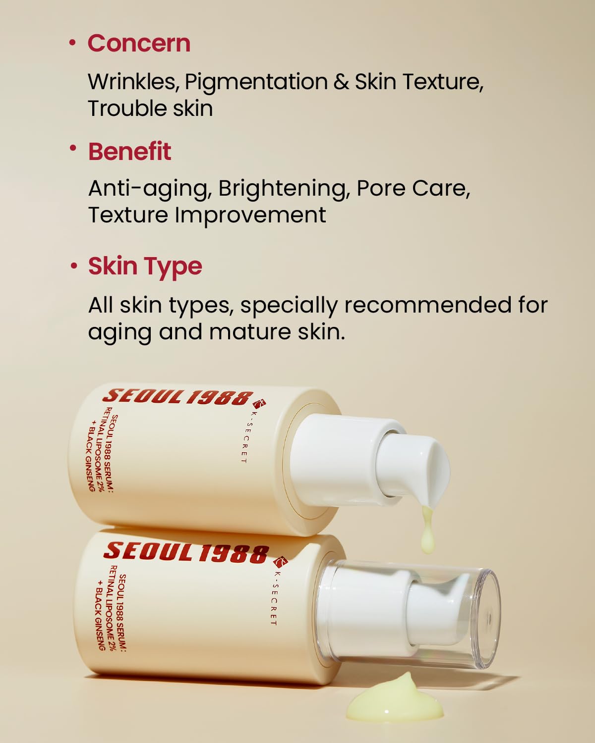 K-Secret Seoul 1988 Serum: Retinal Liposome 2% + Black Ginseng