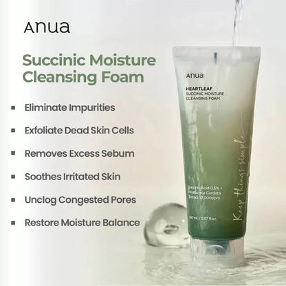 Anua Heartleaf Succinic Moisture Cleansing Foam 150ml