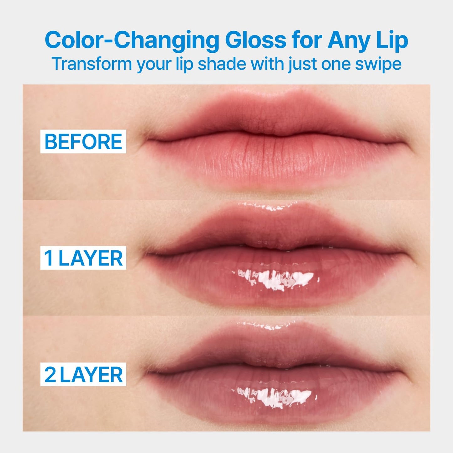Fwee 3D Changing Gloss Scene Black layered on lips