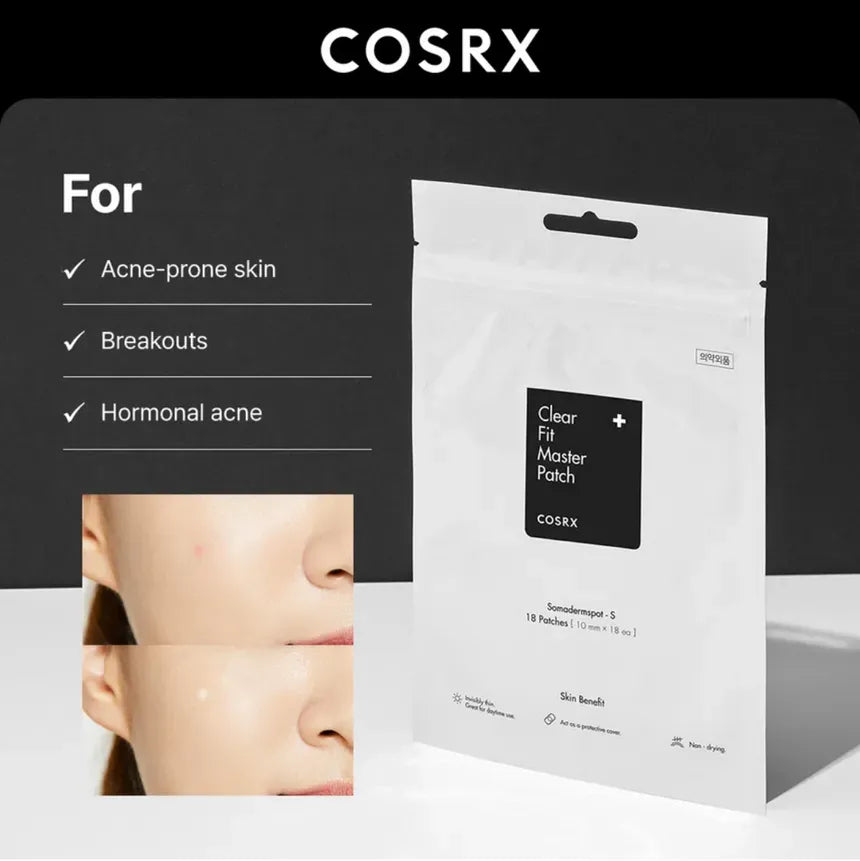 Invisible hydrocolloid acne patch on skin under makeup